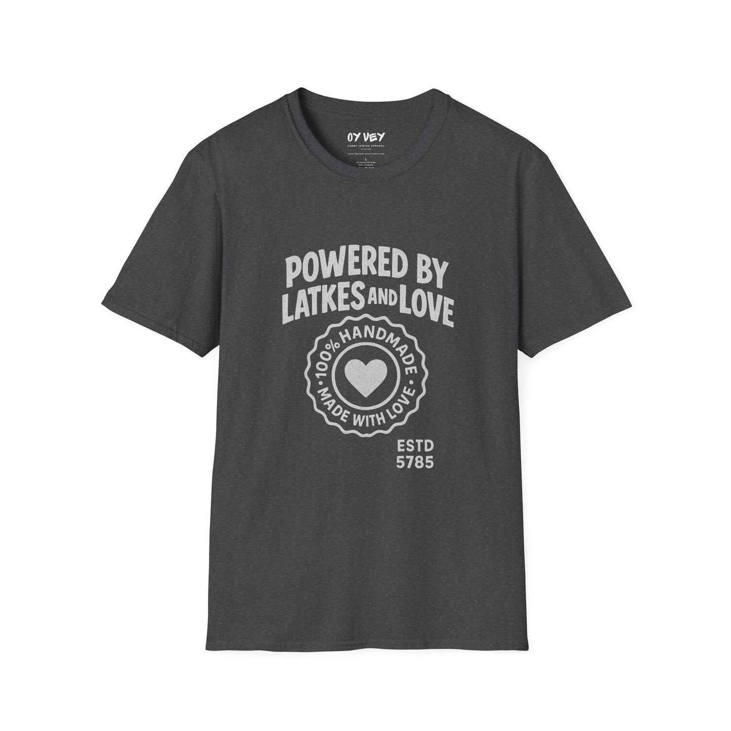Powered by Latkes and Love - Unisex soft T-shirt, Perfect Gift for Friends