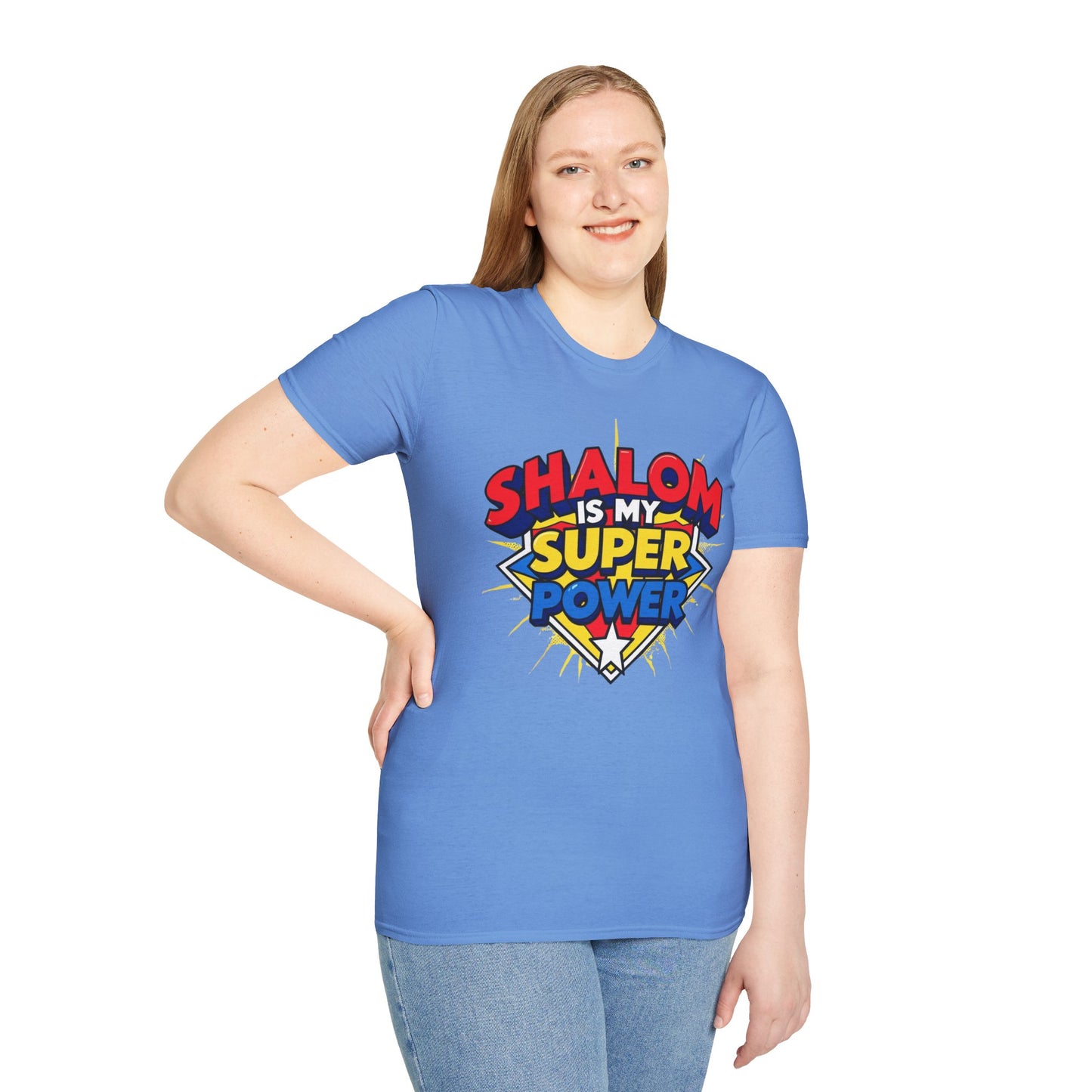 Shalom is my Superpower - Unisex soft T-shirt, Perfect Gift for Purim