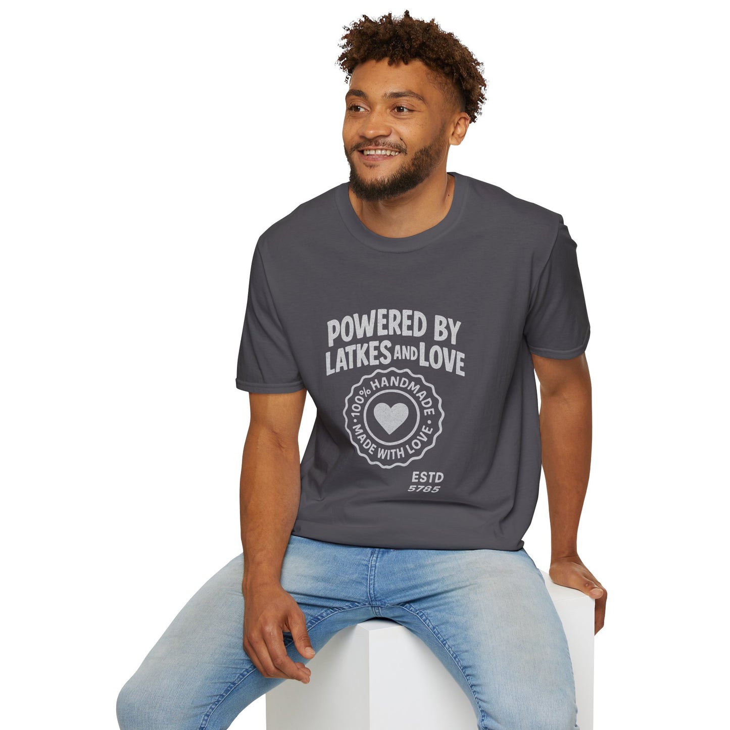 Powered by Latkes and Love - Unisex soft T-shirt, Perfect Gift for Friends
