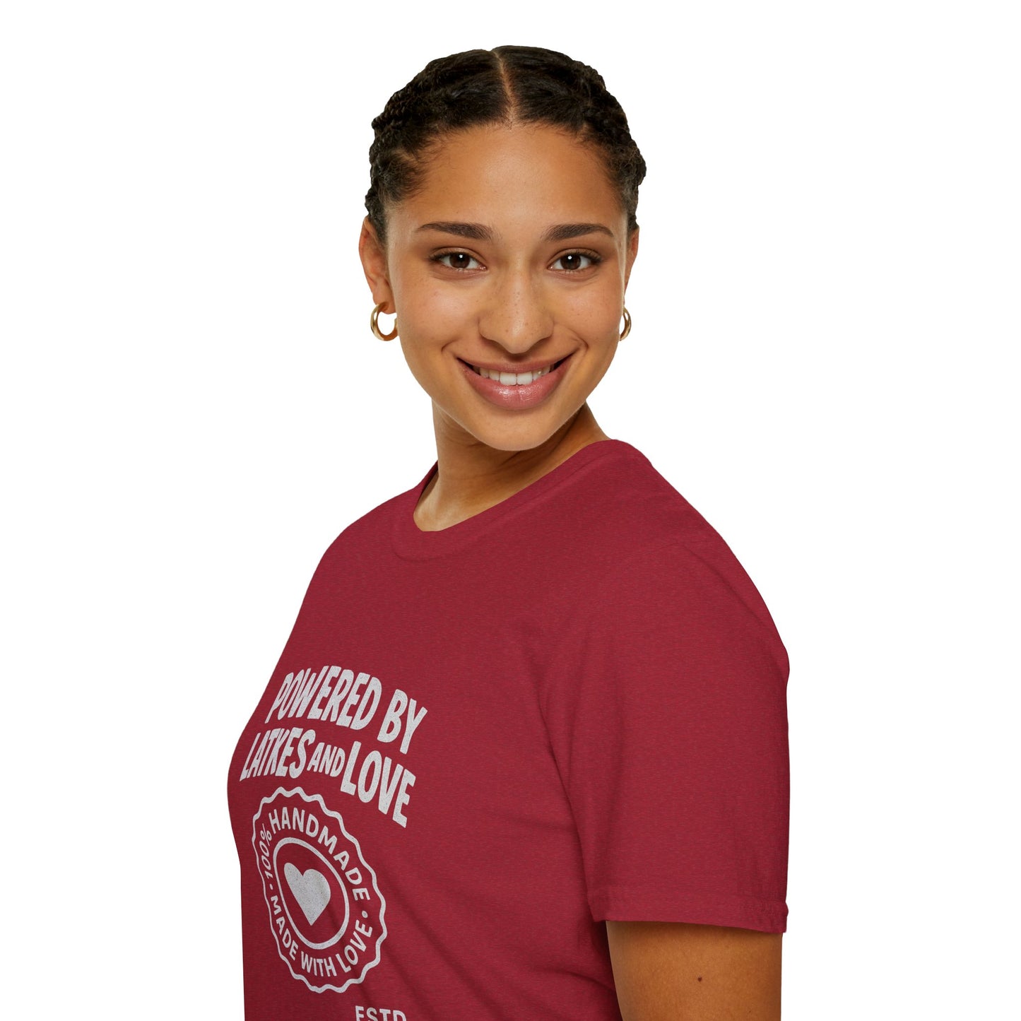 Powered by Latkes and Love - Unisex soft T-shirt, Perfect Gift for Friends