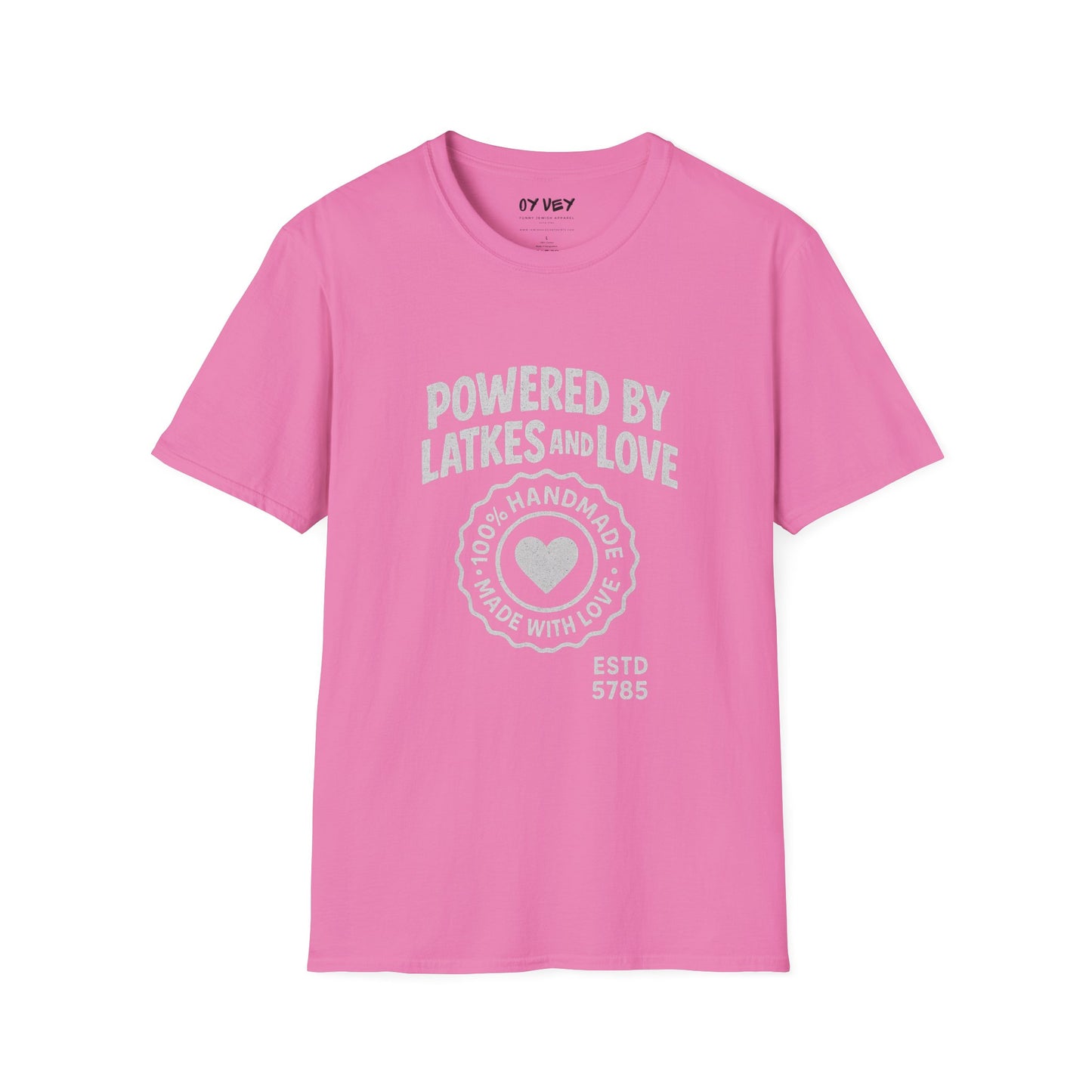 Powered by Latkes and Love - Unisex soft T-shirt, Perfect Gift for Friends