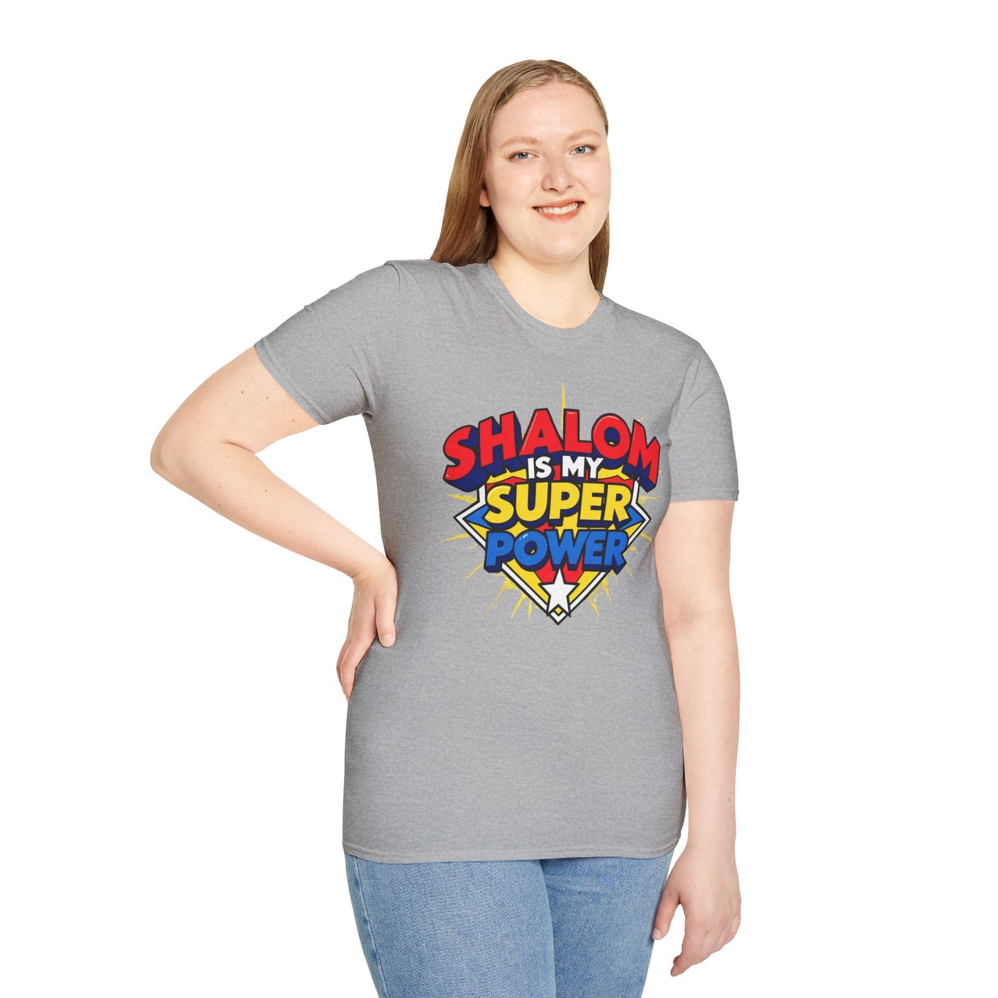 Shalom is my Superpower - Unisex soft T-shirt, Perfect Gift for Purim