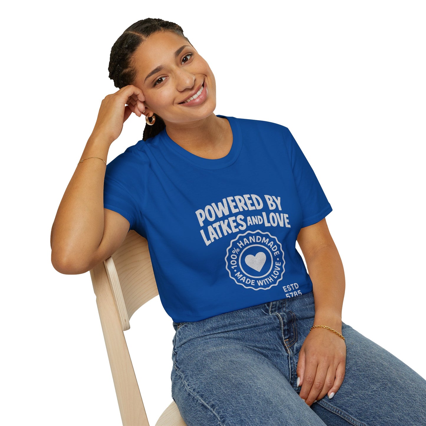 Powered by Latkes and Love - Unisex soft T-shirt, Perfect Gift for Friends