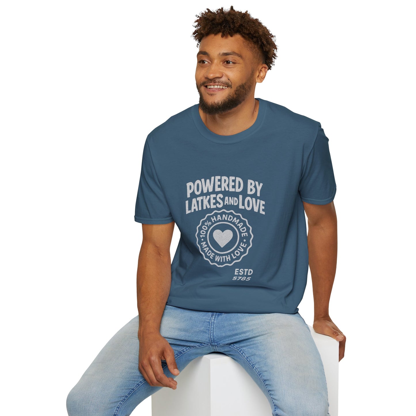 Powered by Latkes and Love - Unisex soft T-shirt, Perfect Gift for Friends