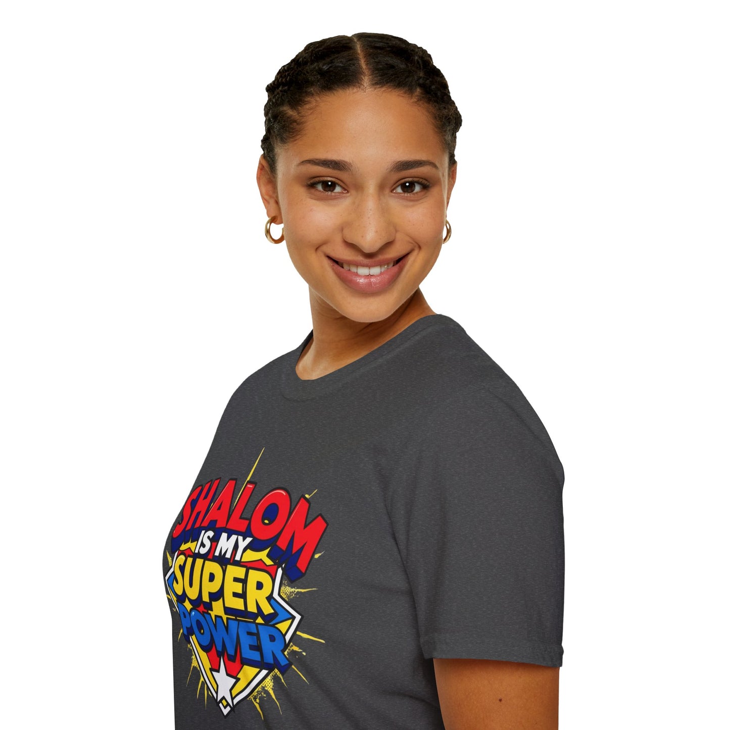 Shalom is my Superpower - Unisex soft T-shirt, Perfect Gift for Purim