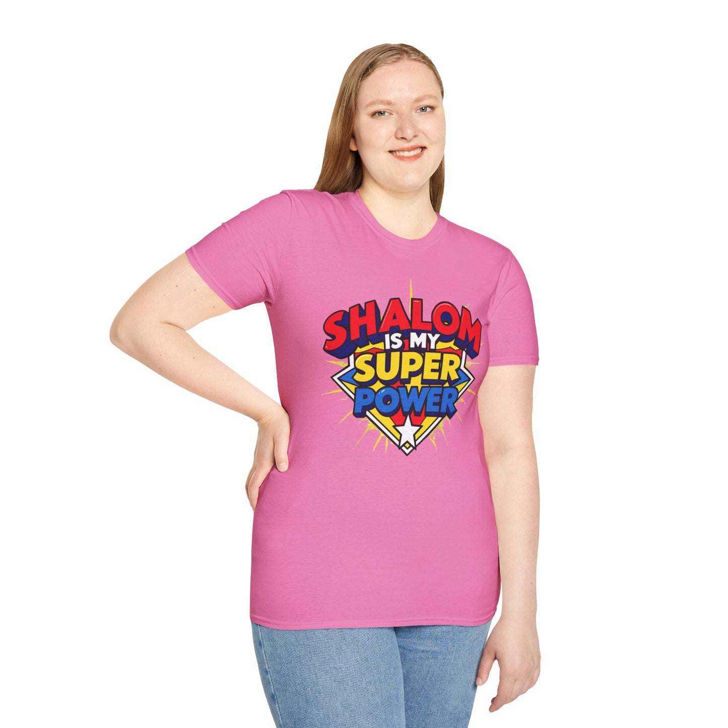 Shalom is my Superpower - Unisex soft T-shirt, Perfect Gift for Purim