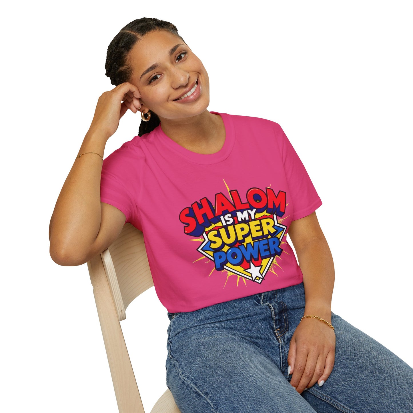 Shalom is my Superpower - Unisex soft T-shirt, Perfect Gift for Purim